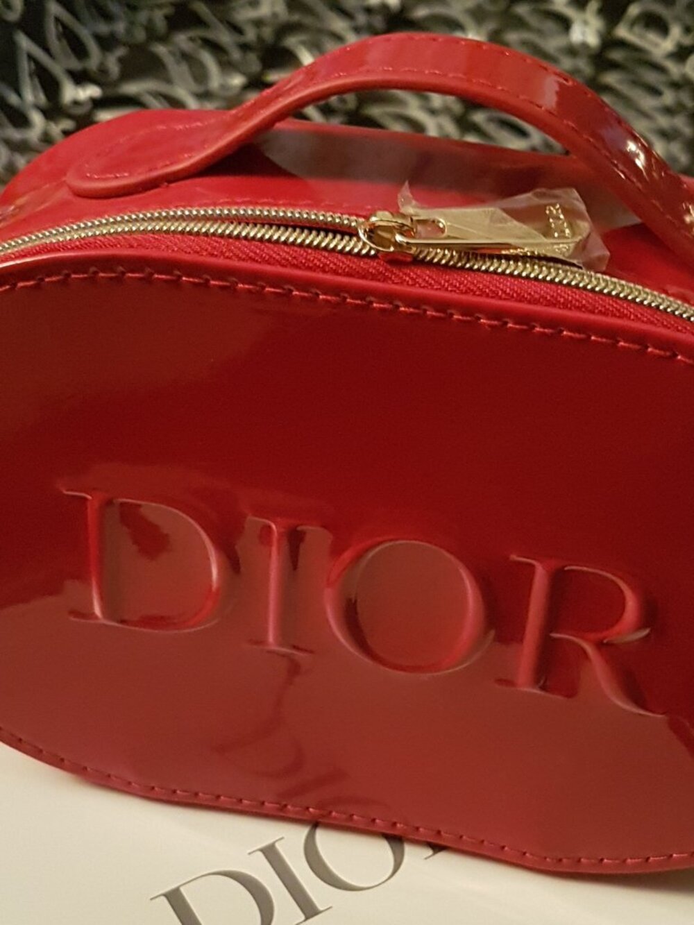 Dior Patent Red Oval Cosmetic Case